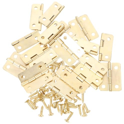 Zerodeko Lot de 20 Petites Charnières en Fer Jaune 1 Pouce 80 Vis pour Boîte en Bois Coffre et Bricolage Artisanal Quincaillerie de Charnières Miniatures Résistantes à la Rouille