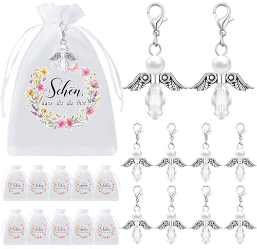 Otuuz 30 Gastgeschenke Schutzengel Anhänger mit Organzabeutel | Hochzeit Taufe Gastgeschenke, Schön Dass Du Da Bist Säckchen, Schlüsselanhänger Glücksbringer, Mitgebsel Geburtstag