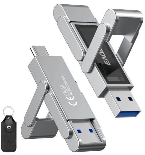 EAGET 128GB Dual Drive USB C Stick, bis zu 400 MB/s, Typ-C & USB-A Speicherstick, USB 3.2 Speicherstick für iPhone 15/16/17, Android Handy, Tablet, Laptop und Mac, Metallgehäuse, Titangrau