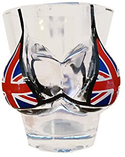 Boobs and Union Jack Bikini Shot Glass London Flag Souvenir! Souvenir/Speicher/Memoria! Cute Union Jack Shot Glass with Built-in Bikini! Verre à Shot/Schnapsglas/Colpo di Vetro/Chupito!