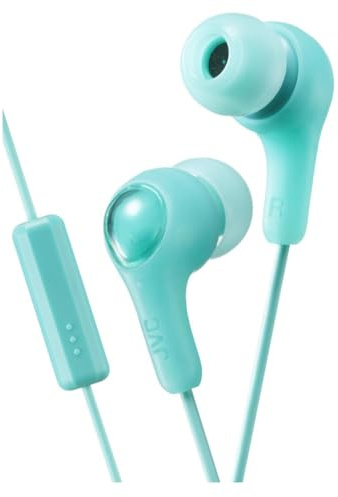 JVC Gumy Plus In Ear Headphones Earphones with Bass Boost, Comfortable Earbuds and Built In Mic and Remote for Call Handling, Green