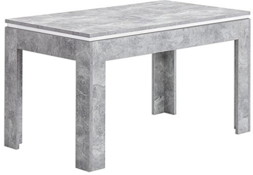 STONE Esstisch in Beton Optik passend zum Couchtisch - Ausziehbarer Esszimmertisch für Ihr Wohn- & Esszimmer - 140-180 x 76 x 80 cm (B/H/T)
