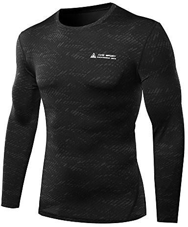 AMZSPORT Herren Kompressionsshirt Langarm Funktionsshirt Laufshirt | Sportshirt, Atmungsaktives, Schnelltrocknend