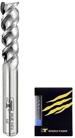 SPEED TIGER IAUE Carbide Square End Mill for Aluminum Applications - High Feed U-Type Design - for Roughing and Finishing - 3 Flute - IAUE1/43 - Made in Taiwan (5 Pieces, 1/4)