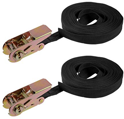 sourcing map 2Stk Ratschen Zurrgurt Spanngurte Spanngurt 10Mx25mm Schwarz | Polypropylen, 250Kg, Ladekappe, für Transport Fracht