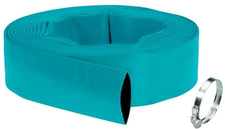 Gardena Flachschlauch-Set 38 mm (1 ½ Zoll): Flexibler Wasserschlauch, Schlauch-Set für Tauchpumpen, mit Schlauchklemme, 5 bar Druckbeständigkeit, 10 m (5005-20)