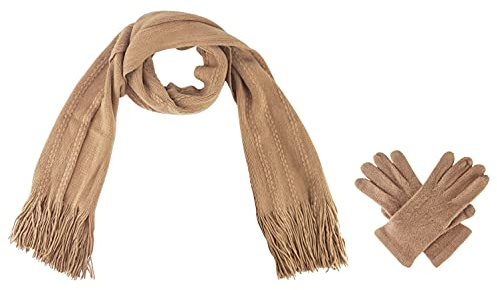 BRUCERIVER Ensemble écharpe et gants en tricot ultra doux pour femme, fonction tactile, toucher cachemire, Écran tactile Camille, taille unique
