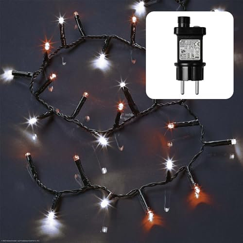 hellum LED Lichterkette Außen, 100 LED rot & kaltweiß auf 1,98m beleuchteter Länge, Cluster Lichterkette für innen & außen, Kaltweiß & Rot mit Timer, Valentinstag Dekoration <59 lm 577518