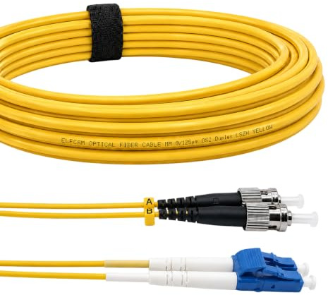 Elfcam® - Câble à Fibre Optique (Jarretière Optique) ST/UPC à LC/UPC Monomode Duplex OS2 (5M)
