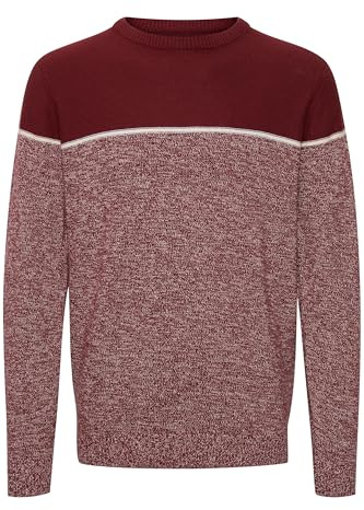 Indicode Lynn stickad tröja för män, finstickad tröja med rund hals, Bordeaux (201), L