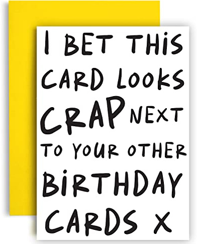 Huxters Lustige Geburtstagskarte,A5 Happy Birthday Karte Sie für Freund,Geschenke für Frauen Freunde,Geburtstagskarte für Sie und Ihn,Ideal für Freunde, Kollegen,Leere Innenseite (Looks Müll)
