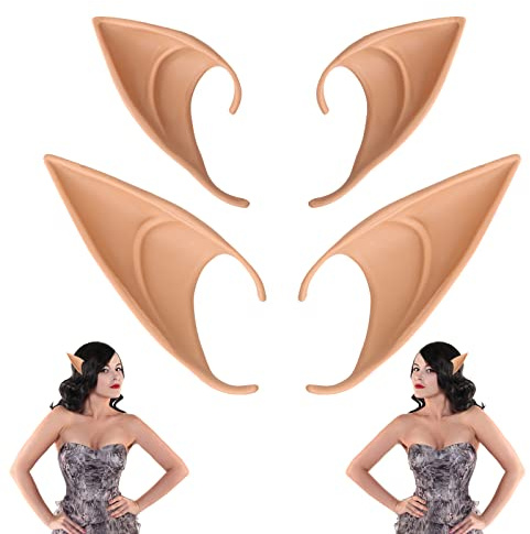 Lusofie 2 Paar Elf Ears Latex Elfenohren Elfenkostüm Feenohren Cosplay Ohren Cosplay Halloween Elfen Kostüm Weihnachten Jede Themenparty Elfen Ohren