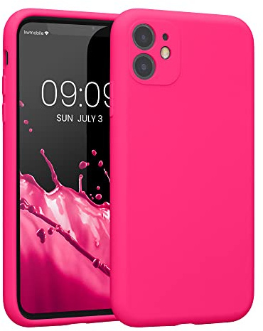 kwmobile Hülle kompatibel mit Apple iPhone 11 - Hülle Silikon gummiert - Handyhülle - Handy Case in Neon Pink
