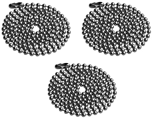 Perfekte Passform, Kugelkette, 76,2 cm, Perlenkette, Ersatz für Ausweishalter, Halskette mit Stecker, verstellbares Umhängeband, Silber (3er-Pack), Silver (3 Pack)
