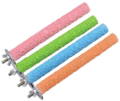 Hamiledyi 4 PCS Parrot Perch Stand Toy 7.9x0.8inch Bird Cage Perch Natural Paw Grinding Stick for Medium Parrots Parakeets Cockatiels Lovebirds Chewing Stick (M)