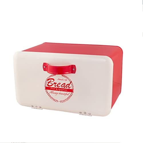 Générique Boîte à pain en métal boîte à pain rouge jaune pour comptoir de cuisine rétro grande corbeille à pain ferme pour tout votre stockage de pain