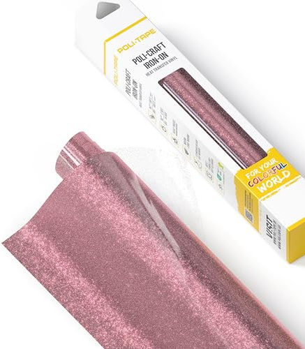 POLI-FLEX® PEARL GLITTER® - glitterfolie för textilier - Värmeöverföringsfilm med glittereffekt för påvärmning, plotterfolie för DIY-kläder, Roséguld, 30,5 cm x 61 cm