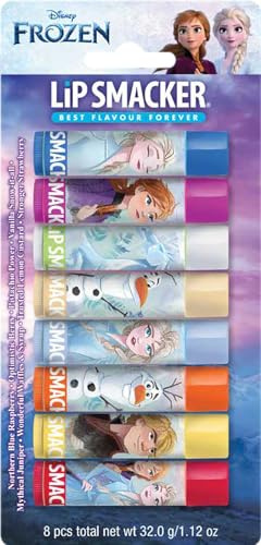 Lip Smacker Disney's Frozen Party Pack, Bunter Frozen-inspirierter 8-teiliger Geschenkset mit sicher verwendbaren Geschmacks Lip Balms für Kinder, Natürlicher Abschluss
