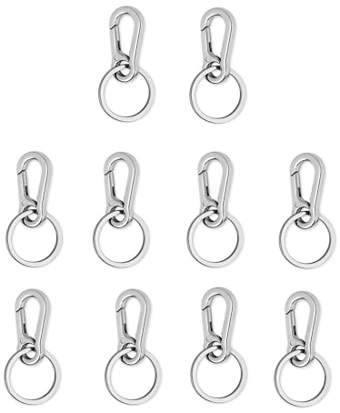 Mousqueton Métallique avec Porte-Clés, 10 Pièce Mousqueton Détachable Pivotant Métal Anneaux Porte Clé Crochet Porte Clef Porte-Clés Anneau Porte-Clés Détachable pour la Clé de Voiture