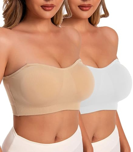 Yutdeng Soutien Gorge sans Bretelles Soutien Gorge Bandeau sans Armature Soutien-Gorge Extensible avec Coussinets Amovibles Brassière Femme Invisible Stretch sans Couture pour Robes Soirée Mariée Top