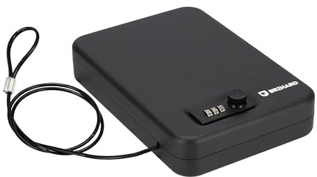 Brihard Portable Pistol Biometric Safe, Fingerprint Gun Safe, Compact Storage Box with Backlit Keypad for Weapons, Cash, and Jewelry, Rust-proof with Anti-theft Wire Rope safe for Cars, Homes, Travel