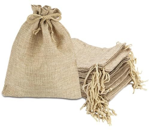 Hessian Drawstring Bags 15pcs Reusable Jute Bags 17x23cm for Advent Calendar, Wedding Party, Jewelry & DIY Craft