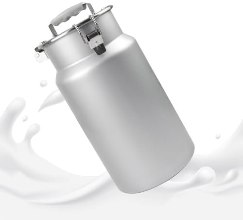 Adima Milchkanne Aus Edelstahl Milchkanne 7L/10L, Metallmilchkanne Ölfasstank Milchvorratsbehälter Mit Silikonversiegeltem Deckel Und Tragegriff,10L