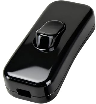 Powice Zwischenschalter,Schnurschalter,Schalter 230v,Kabelschalter,Geeignet für 2- und 3-adrige Netzkabel und Kleingeräte oder Leuchten Kippschalter,Schwarz