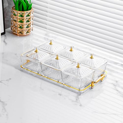 STARRY G Serving Box Set, Snack Platter with Lid, Tray with 3/4/6 Pack Removable Dish Bowls, Divided Serving Relish Bowls for Nuts, Fruit, Appetizer, Dessert, Candy, Condiment