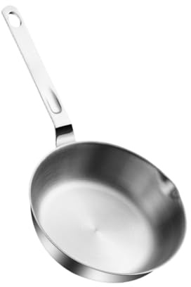 Fenteer Poêle à Frire Ronde en Acier Inoxydable avec Long Manche Poêle à œufs Poêle à Steak Frit pour cuisinière à Induction, 14cm