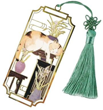 Metall Katze Lesezeichen, Personalisiertes Lesezeichen, Gold Bookmark mit Quasten Anhänger, Lesezeichen Metall Geschenke für Lehrer Schüler Leser Freunde Frauen und Lesezeichen Liebhaber
