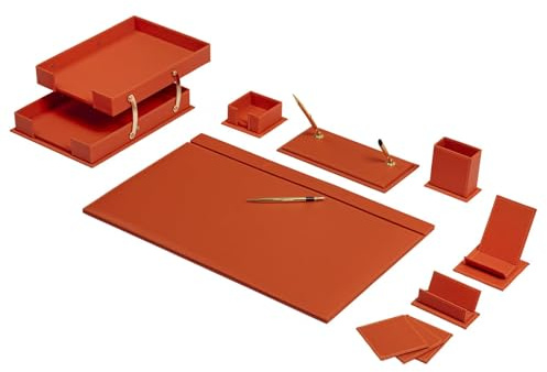 skrivbordstillbehör – skrivbordstillbehör i läder (Orange)