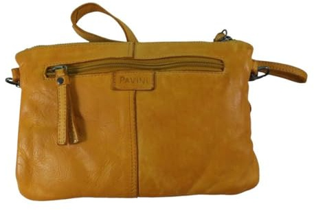 Pavini kleine Leder-Crossovertasche gelb