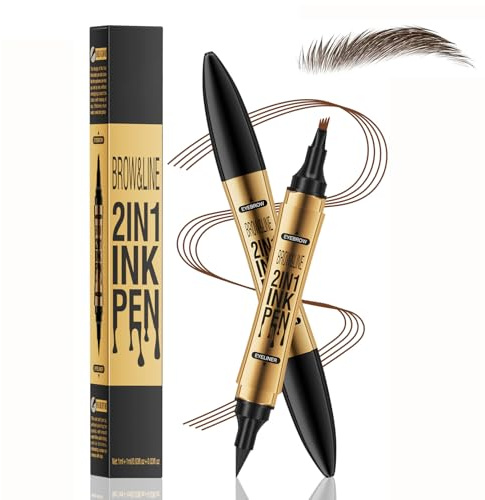 UroClysmic Crayon à Sourcils Magique Microblading – 2-en-1 Avec 4 Pointes de Précision, Crayon à Sourcil Waterproof et Anti-taches, Pour Sourcils Naturel Longue Durée (Marron Foncé)