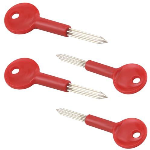 4PCS Universal Brass Bolt Key Security Rack Bolt Keys 80mm Spare Star Key for Doors and Windows Locks Fire Door Pipe Well Door, Key Length 30mm, Red | 80mm Spare Star Keys for Fire Doors, Pipe and Well Doors, 30mm Key Length, Fits Universal Security Rack Bolts