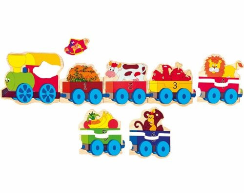 Puzzle STECKPUZZLE Holz Holzpuzzle Steckspiel Zahlen Lernen Eisenbahn Tiere