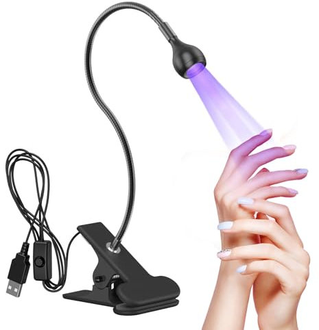 UV Lampe für Gelnägel, 5W USB Mini Klein UV Lampe Nägel mit Sicherungsclip und 360 Grad drehbarem Kopf für die Maniküre Trockene Fingernägel, Schwarz