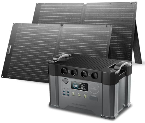 ALLPOWERS 2400W Estación de energía portátil S2000 Pro panel solar 2×100w | salida de CA 4x2400W con MPPT y SAI＜15ms