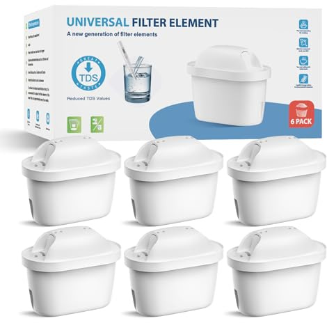 WaterJingYi Water Filter Cartridges Compatible with Brita® Maxtra Pro® All-in-1 and Maxtra+® Plus, New Upgraded Filter to Reduce TDS, PFAS, Replacement for Marella® Jug Kettle and Tank, 6 Pack (Plus)