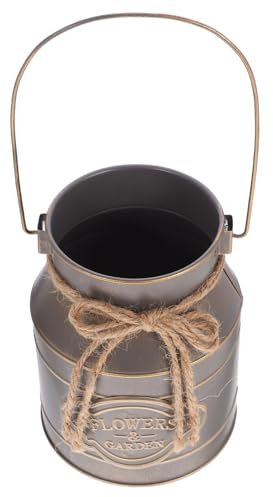 Mobestech Secchiello per Fiori in Ferro Fioriera Vintage Maniglia Robusta Contenitore per Composizioni Floreali Adatto Balconi Negozi e Arredamento