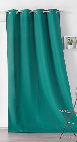 Linder Outdoor-Vorhang, wasserabweisend, gewebt und gefärbt in Frankreich, mit Ösen, antioxidativ, Farbe: Pfauengrün, Maße: 135 x 240 cm, 100% Polyester, Kollektion Leinwand für den Außenbereich