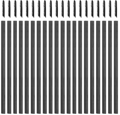 sourcing map Willow Charcoal Sticks, 3-8mm Willow Charcoal Pencils Soft Sketch Vine Art Supplies Set for Drawing Sketching Shading Painting Artists Beginners (Black, Pack of 25)