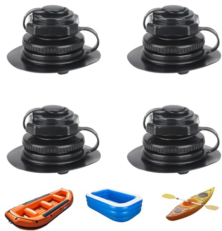 4 Stücke Universal Ersatz Fit Luftventil Aufblasbare Luftventil mit Kappe Deckel Ventil Ersatz Universal 22mm für Aufblasbare Boote, Kajakfahren, Faule Spas, Aufblasbare Schwimmbäder（Schwarz）