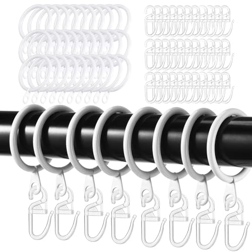 Anneaux Ronds De Rideau, Anneaux De Rideau en Métal, Lot de 30, Crochets De Rideau De Douche avec Système Coulissant, pour Rideau De Douche, Tringle À Rideaux, Chambre À Coucher, Salle De Bain