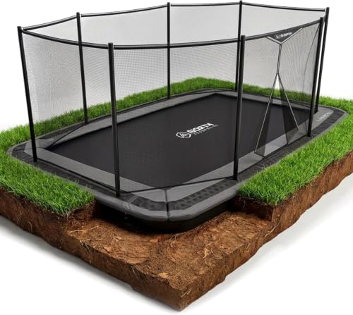 North Trampoline Bodentrampolin Rechteck 360 + Sicherheitsnetz, Abdeckplane