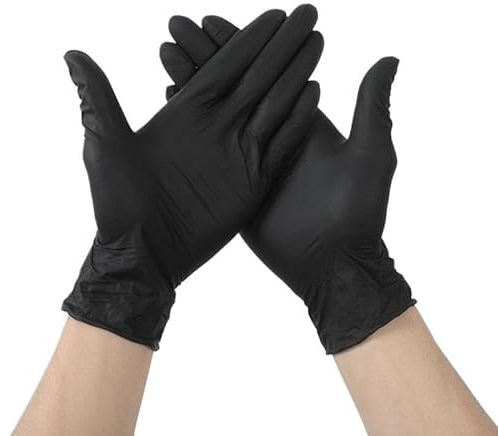 PBHOVIITG 20/50/100PCS Rosa Nitril Handschuhe Einweg for Küche Haushalt Reinigung Werkzeug Schönheit Nagel Salon Petcare Haar Farbstoff(Black 20PCS,S)