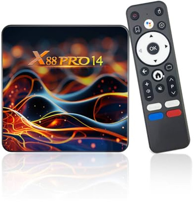 Android 14.0 TV Box, 2025 TV Box 4K con 2 GB RAM 16 GB ROM RK3518 Quad-Core 64bit Cortex-A53 Mali 450 MP2 GPU Supporto Bluetooth 5.0, Wi-Fi a Doppia Banda, 10/100M Ethernet HDR10