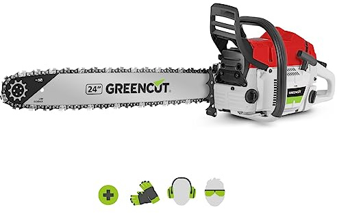 GREENCUT GS720X - Motosierra Potente De Gasolina 72cc, Motor Térmico 2 Tiempos, Espada Dentada 24, Para Tala Y Poda, Manillar Ergonómico (Reacondicionado)