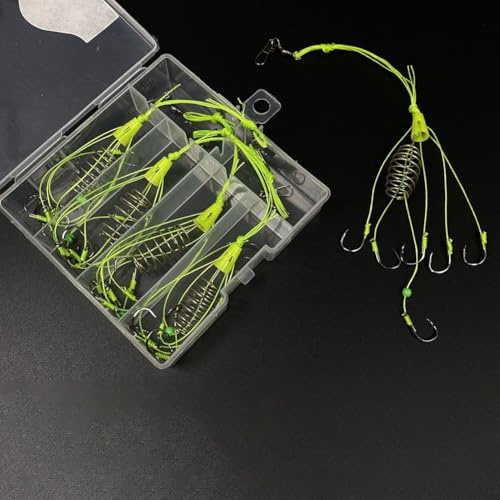 Juego de jaula de anzuelo y cebo para pesca de carpas en varios cuerpos de agua, con ganchos anudados a mano (7#)
