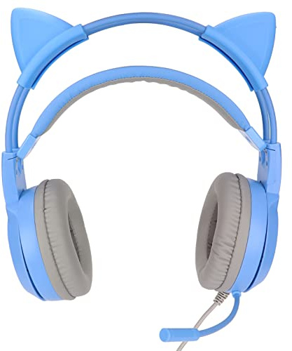 Ausla SYG25 Cat-Ear-Gaming-Headset, USB und 3,5 mm, Einstellbare Lautstärke, Stummschaltung, Blau, für PC und Konsole
